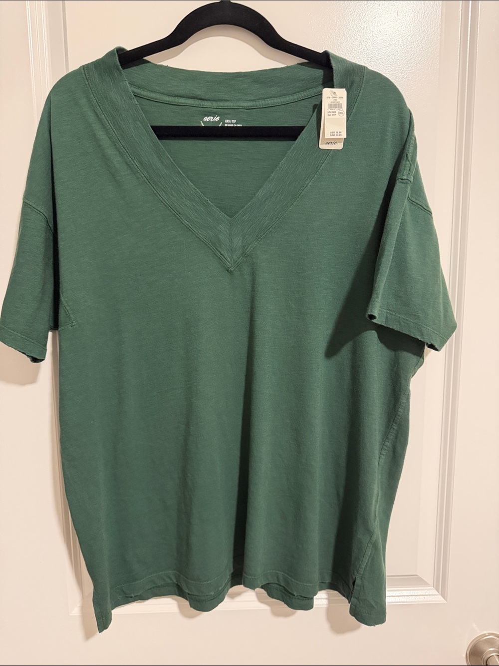 Aerie V-Neck Oversized Tee - Green XXS